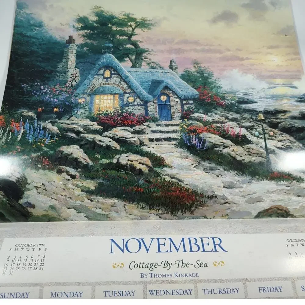 Thomas Kinkade Cottages & Country Places Paintings Calendar 1994 Frameable Art